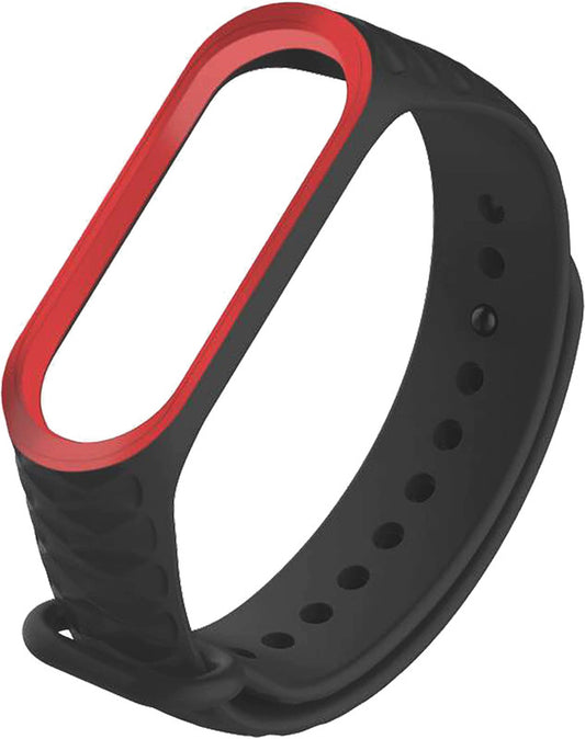 Silicone Smartband Strap for Mi Band 3 & Band 4 with Diamond Design Black & Red