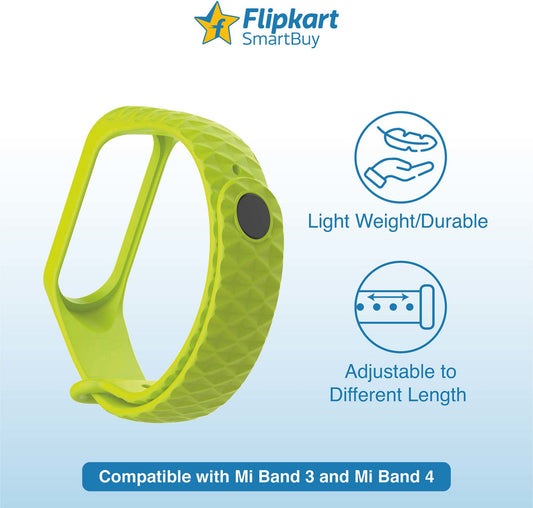 Silicone Strap for Mi Band 3 & Band 4 with Diamond Design Green Smartband Strap