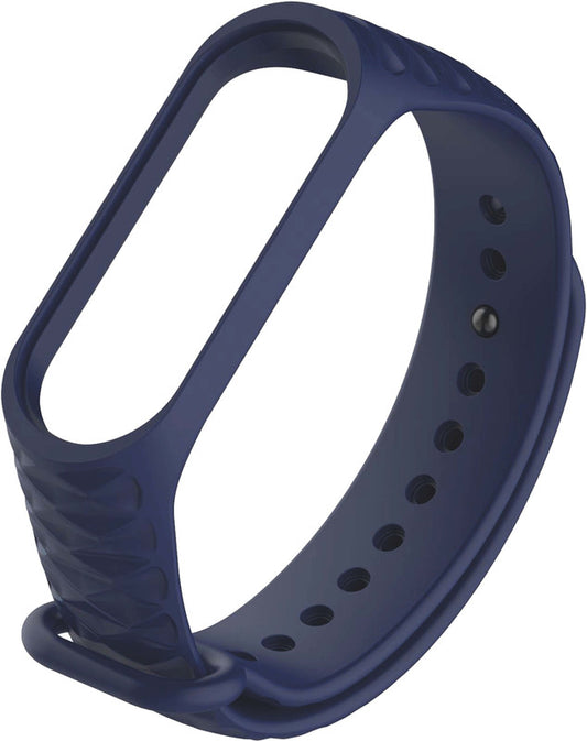 Silicone Smartband Strap for Mi Band 3 & Band 4 with Diamond Design in Navy Blue