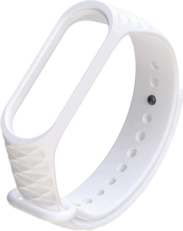 Silicone Strap for Mi Band 3 & Band 4 with Diamond Design White Smartband Strap