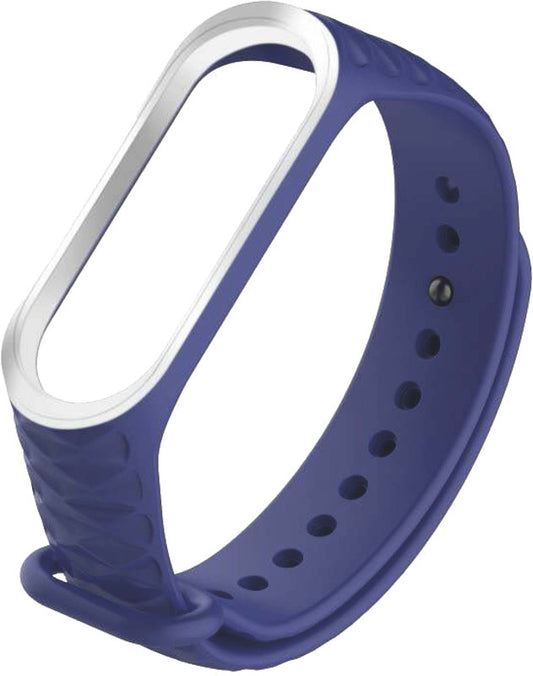 Silicone Smartband Strap for Mi Band 3 & 4 with Diamond Design in Blue & White