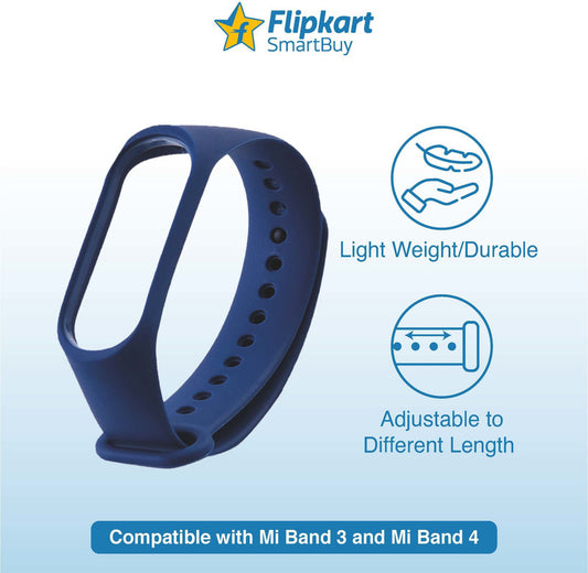 Silicone Smart Band Strap for Mi Band 3 & Mi Band 4 with Plain Design in Blue